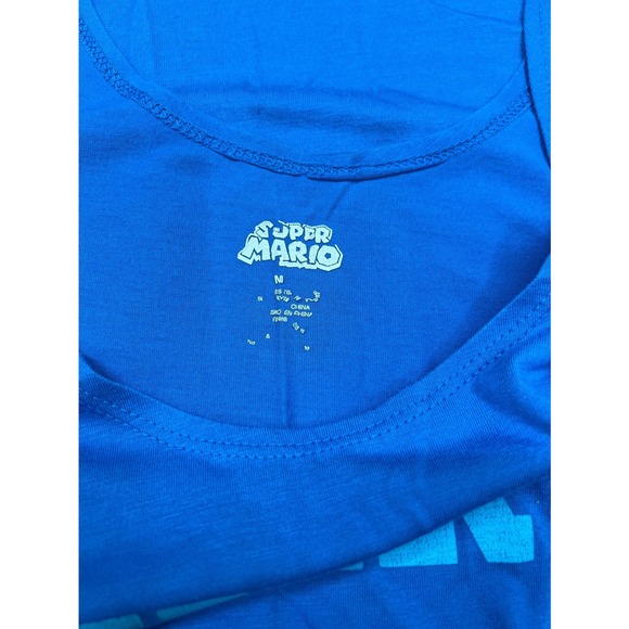 Juniors Super Mario Brothers Hero Blue Tank Top Nintendo - Picture 6 of 6